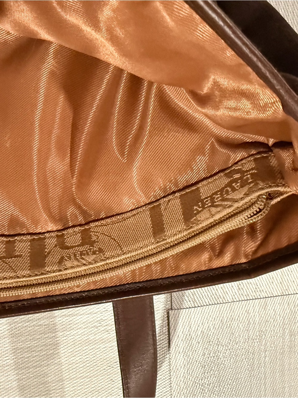 Ralph Lauren Tan Jacquard & Dark Brown Leather Tote - Picture 7 of 8